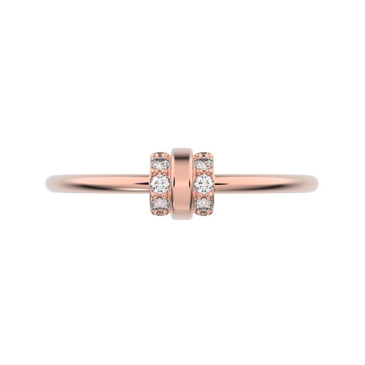 0.1 ct Round Cut Simulated Clear Diamond dainty Minimalist cylindrical cluster barrel light 14K / 18K Solid Rose Gold everyday ring