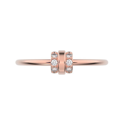 0.1 ct Round Cut Moissanite dainty Minimalist cylindrical cluster barrel light 14K / 18K Solid Rose Gold everyday ring