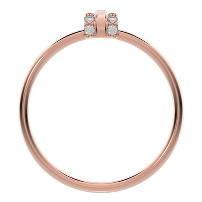 0.1 ct Round Cut Simulated Clear Diamond dainty Minimalist cylindrical cluster barrel light 14K / 18K Solid Rose Gold everyday ring