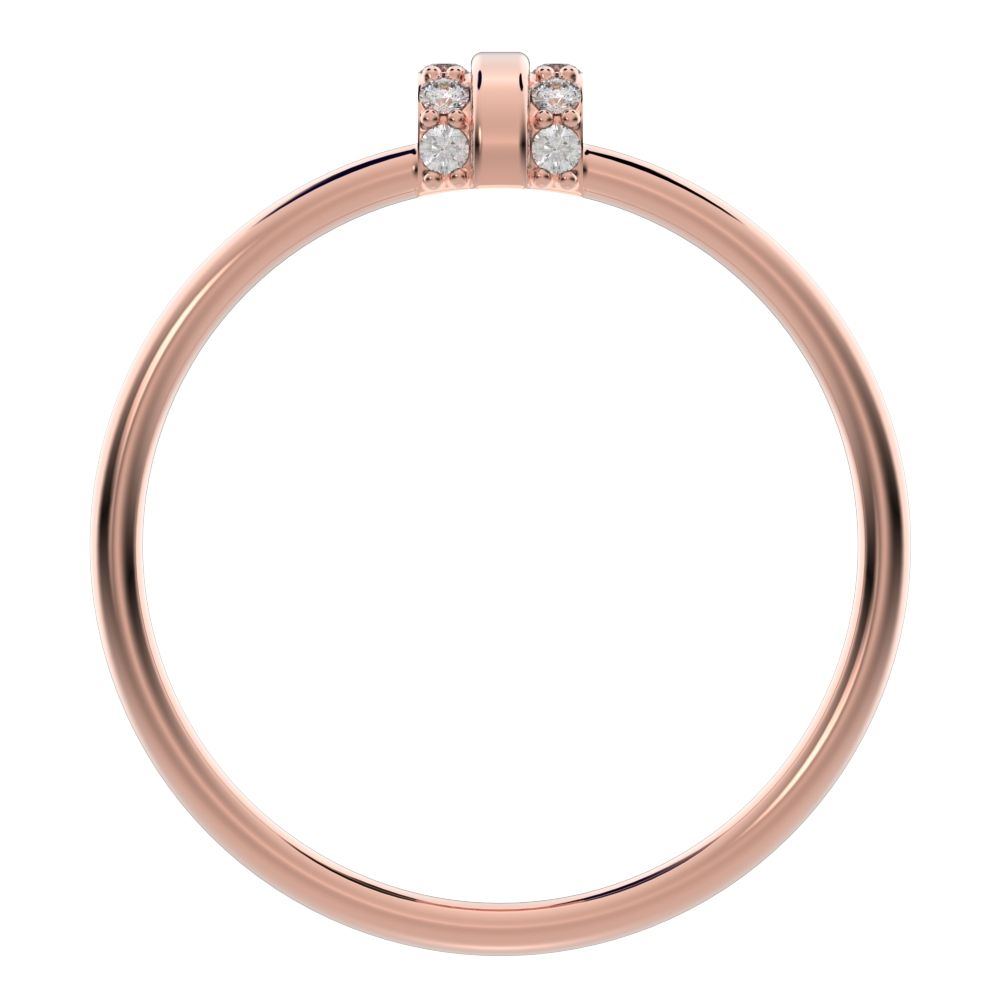 0.1 ct Round Cut Moissanite dainty Minimalist cylindrical cluster barrel light 14K / 18K Solid Rose Gold everyday ring