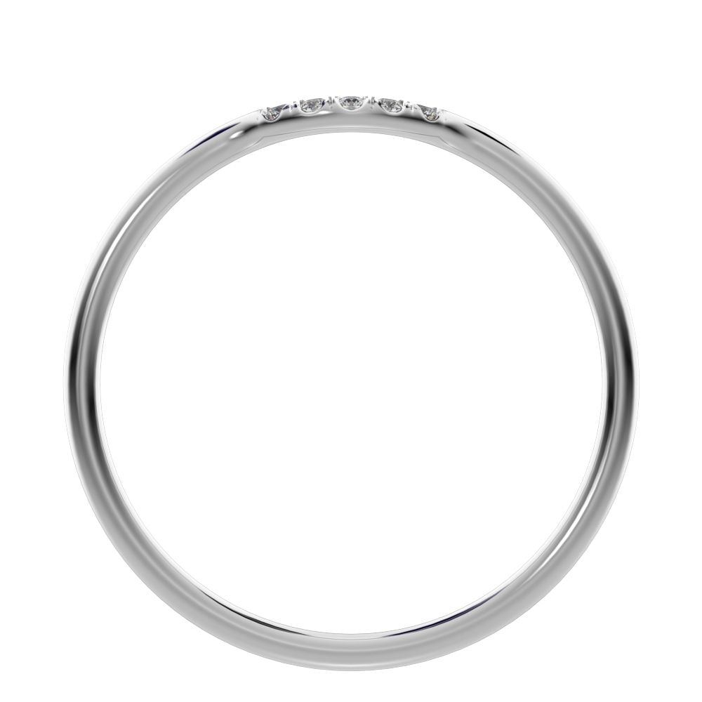 0 ct Round Cut Simulated Clear Diamond dainty Minimalist curved Stackable arc light simple 14K / 18K Solid White Gold everyday wedding band