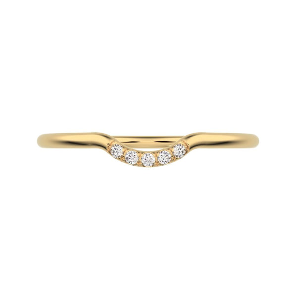 0 ct Round Cut Moissanite dainty Minimalist curved Stackable arc light simple 14K / 18K Solid Yellow Gold everyday wedding band