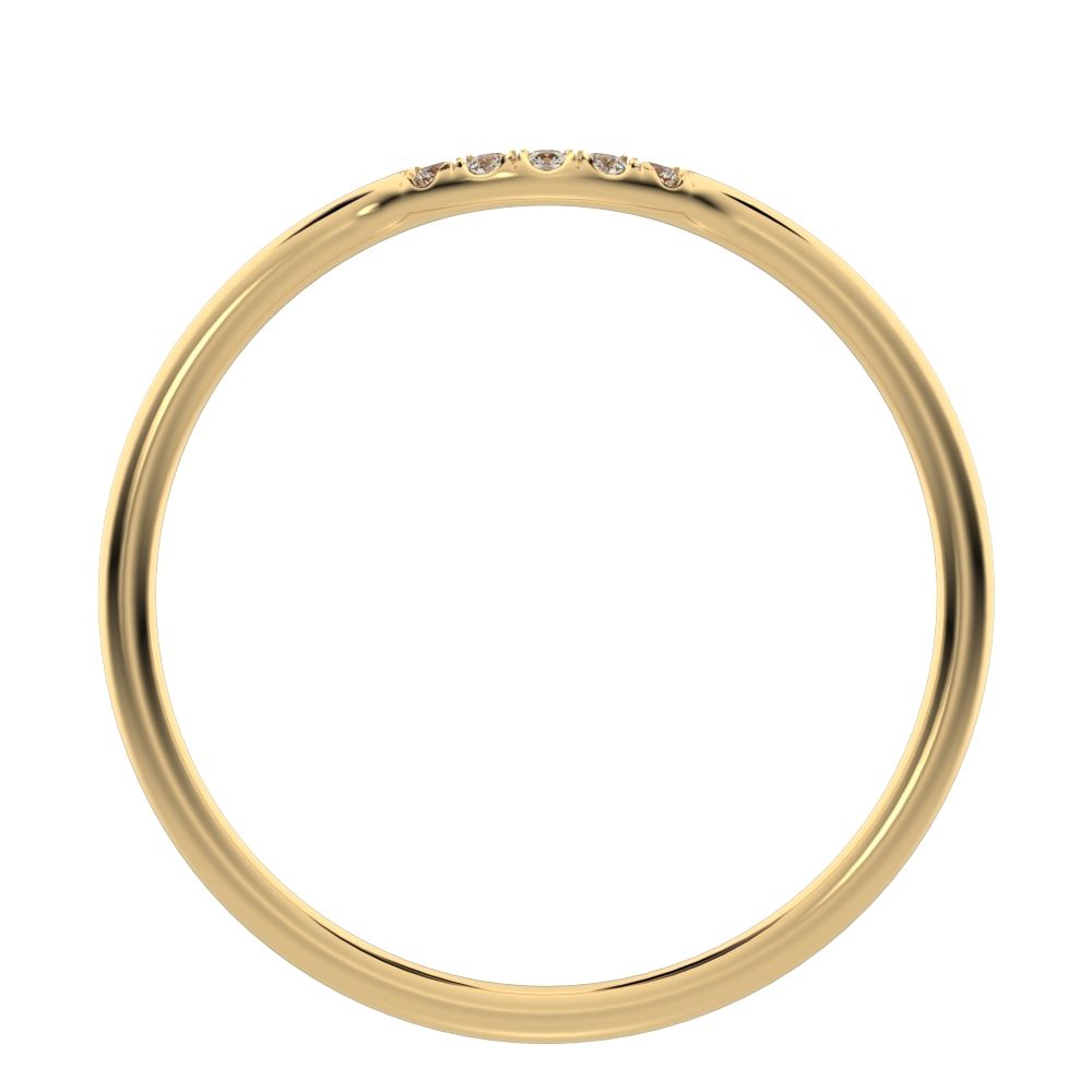 0Ct Round Cut Simulated Clear Diamond dainty Minimalist curved Stackable arc light simple 14K / 18K Solid Yellow Gold everyday wedding band