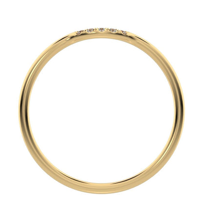 0Ct Round Cut Simulated Clear Diamond dainty Minimalist curved Stackable arc light simple 14K / 18K Solid Yellow Gold everyday wedding band