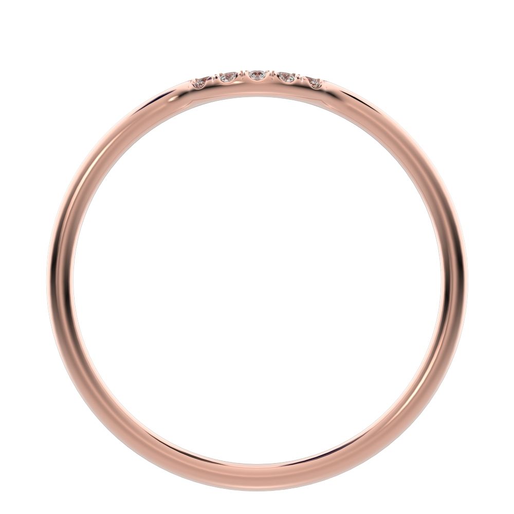 0 ct Round Cut Simulated Clear Diamond dainty Minimalist curved Stackable arc light simple 14K / 18K Solid Rose Gold everyday wedding band