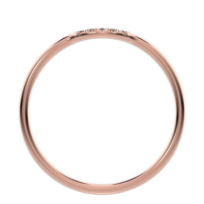 0 ct Round Cut Moissanite dainty Minimalist curved Stackable arc light simple 14K / 18K Solid Rose Gold everyday wedding band