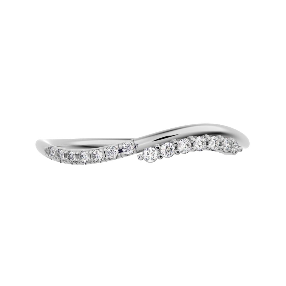 0.105 ct Round Cut Simulated Clear Diamond dainty Minimalist curved infinity overlap light 14K / 18K Solid White Gold everyday wedding band