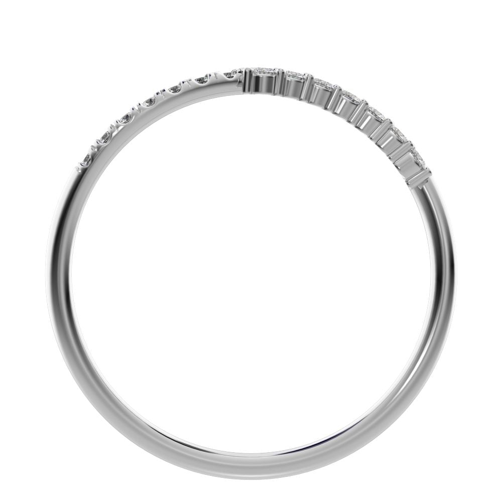 0.105 ct Round Cut Simulated Clear Diamond dainty Minimalist curved infinity overlap light 14K / 18K Solid White Gold everyday wedding band