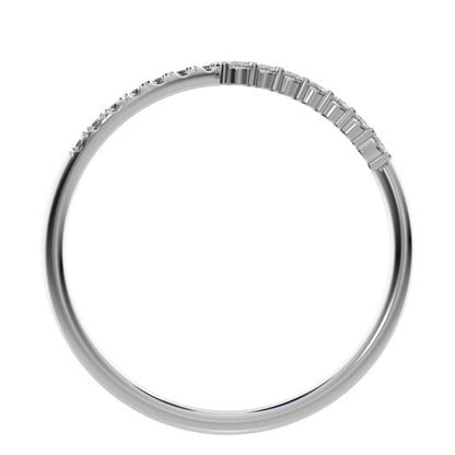 0.105 ct Round Cut Simulated Clear Diamond dainty Minimalist curved infinity overlap light 14K / 18K Solid White Gold everyday wedding band