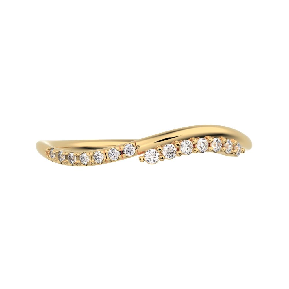 0.105Ct Round Cut Simulated Clear Diamond dainty Minimalist curved infinity overlap light 14K / 18K Solid Yellow Gold everyday wedding band
