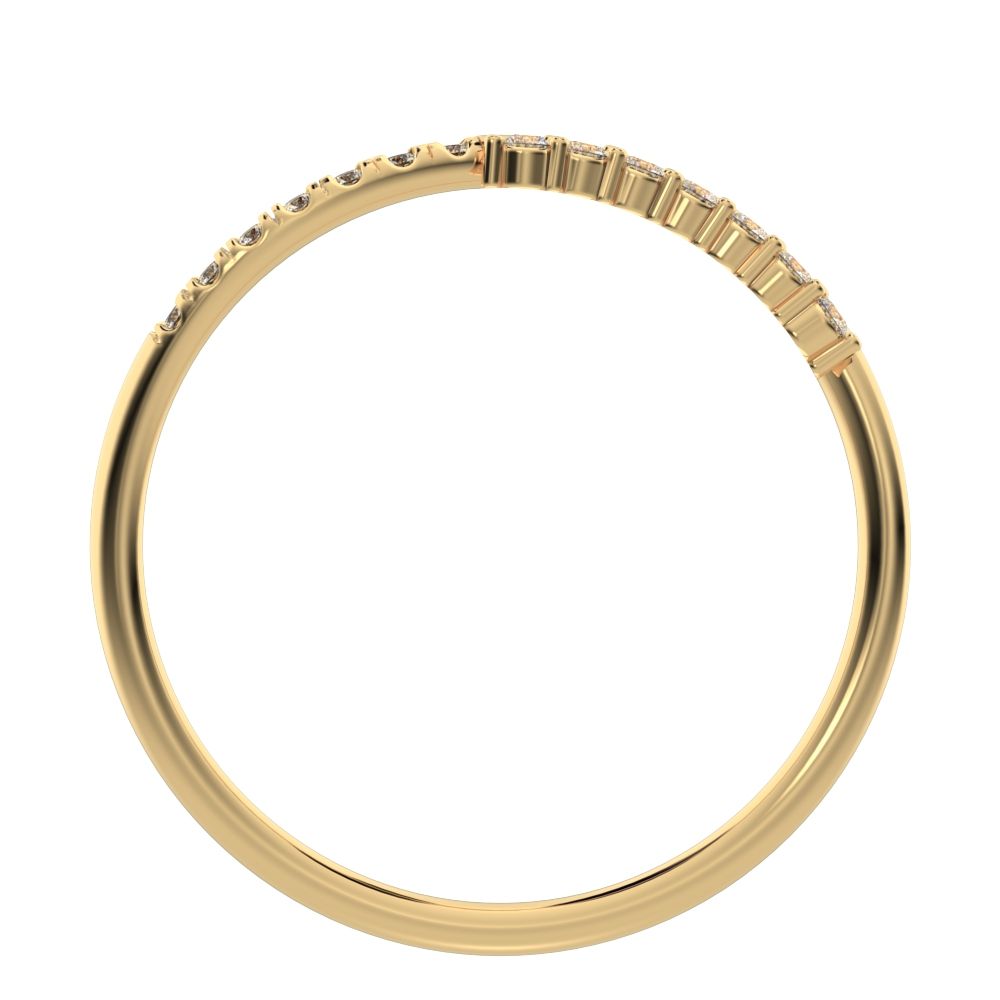 0.105Ct Round Cut Simulated Clear Diamond dainty Minimalist curved infinity overlap light 14K / 18K Solid Yellow Gold everyday wedding band