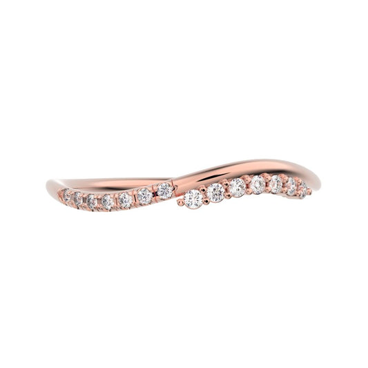0.105 ct Round Cut Simulated Clear Diamond dainty Minimalist curved infinity overlap light 14K / 18K Solid Rose Gold everyday wedding band