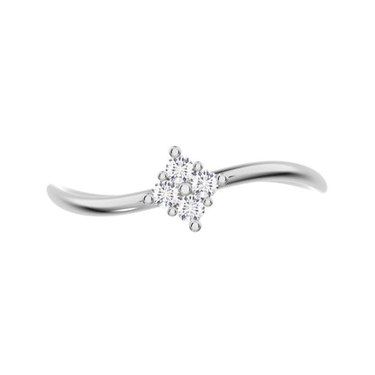 0.08 ct Round Cut Simulated Clear Diamond dainty Minimalist curved infinity cluster light 14K / 18K Solid White Gold everyday ring