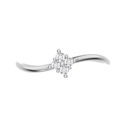 0.08 ct Round Cut Moissanite dainty Minimalist curved infinity cluster light 14K / 18K Solid White Gold everyday ring