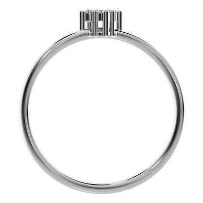 0.08 ct Round Cut Simulated Clear Diamond dainty Minimalist curved infinity cluster light 14K / 18K Solid White Gold everyday ring