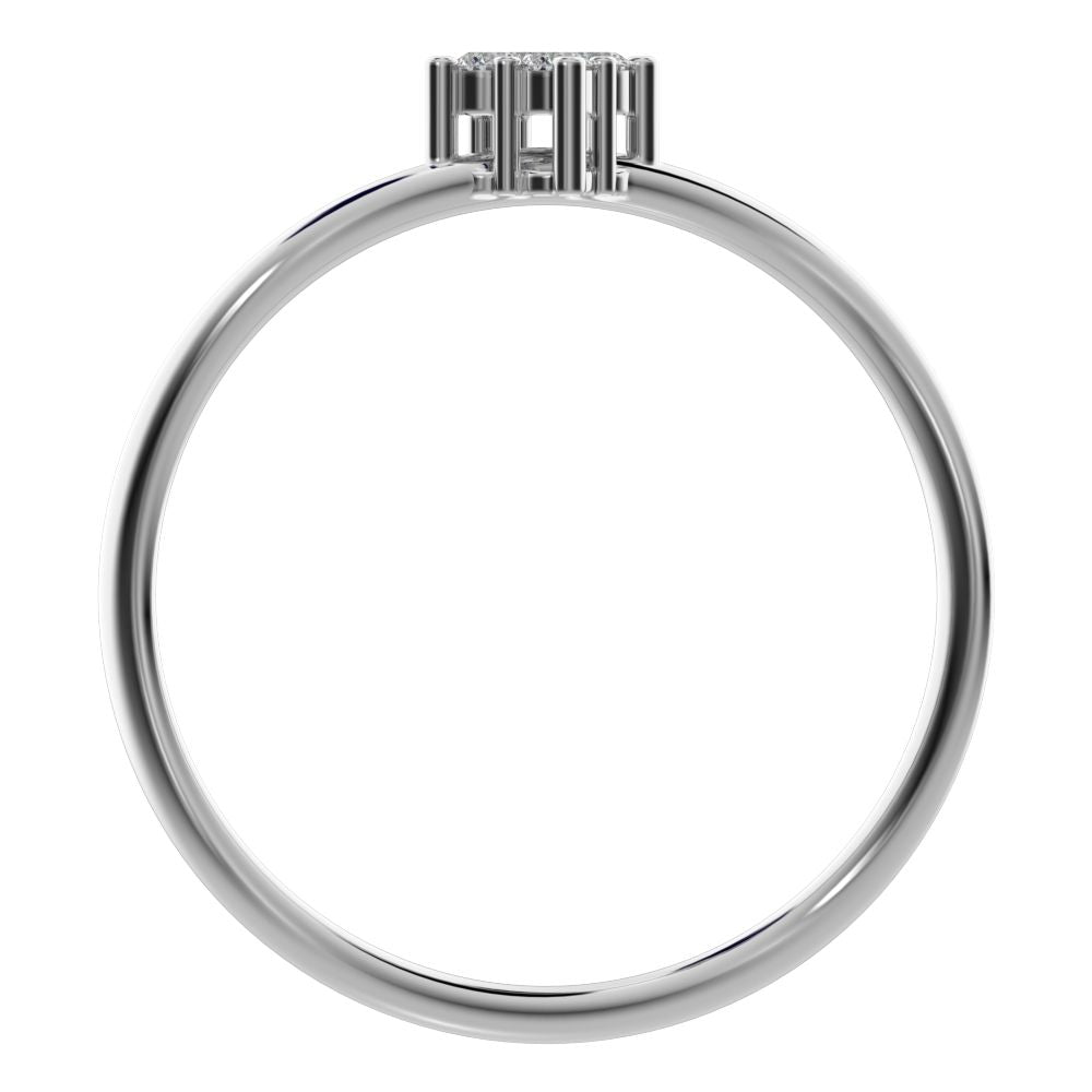 0.08 ct Round Cut Moissanite dainty Minimalist curved infinity cluster light 14K / 18K Solid White Gold everyday ring