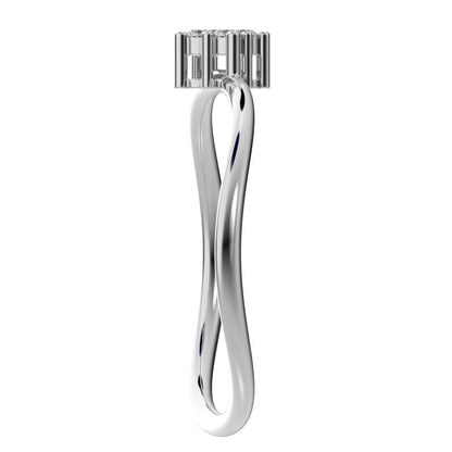 0.08 ct Round Cut Simulated Clear Diamond dainty Minimalist curved infinity cluster light 14K / 18K Solid White Gold everyday ring