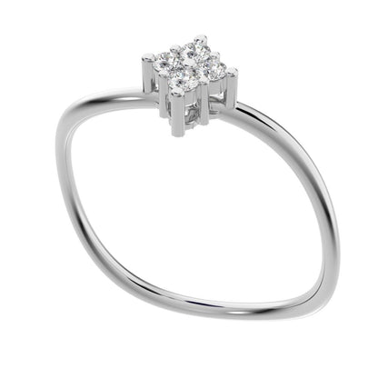 0.08 ct Round Cut Moissanite dainty Minimalist curved infinity cluster light 14K / 18K Solid White Gold everyday ring