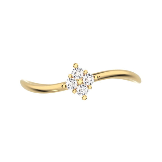 0.08 ct Round Cut Moissanite dainty Minimalist curved infinity cluster light 14K / 18K Solid Yellow Gold everyday ring