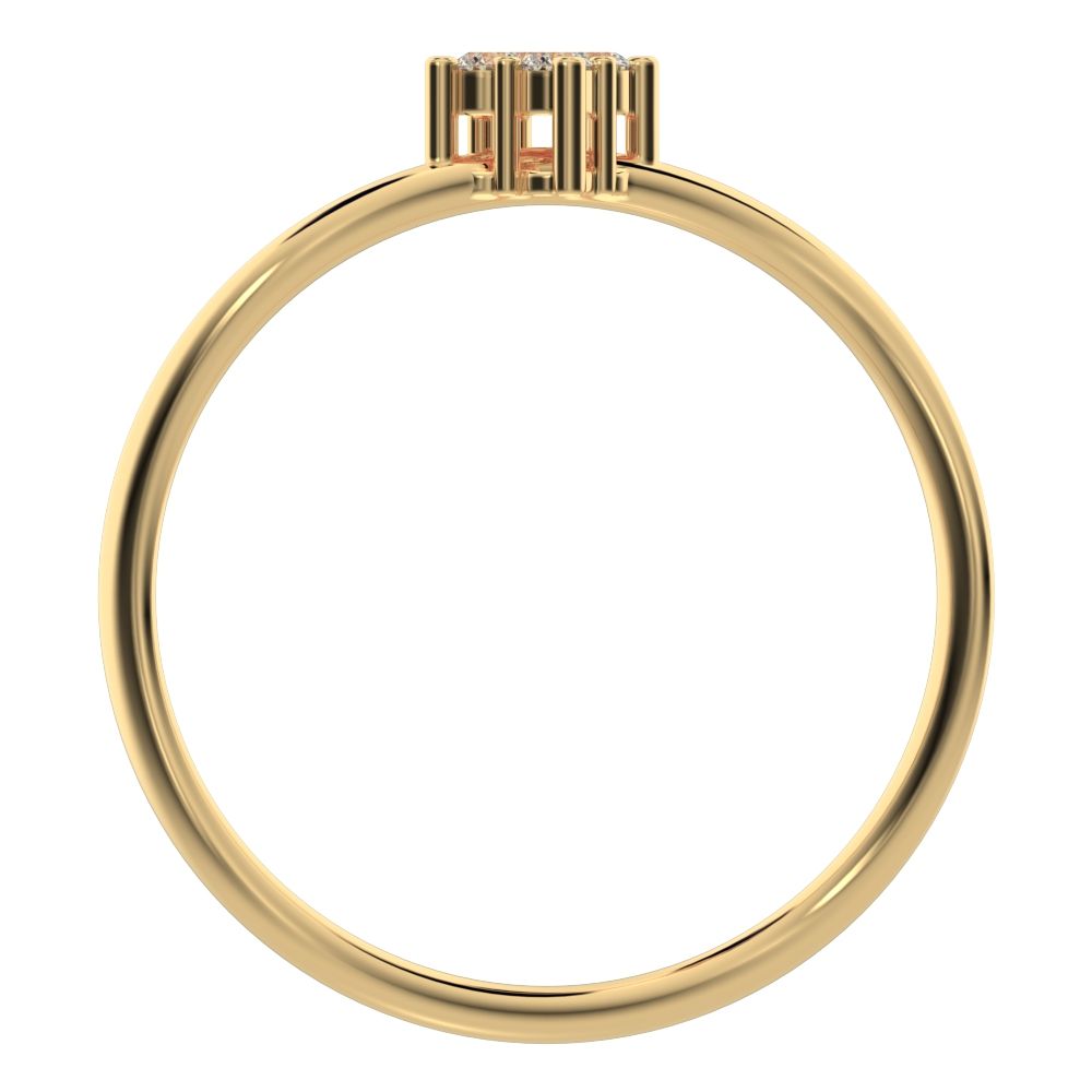 0.08 ct Round Cut Moissanite dainty Minimalist curved infinity cluster light 14K / 18K Solid Yellow Gold everyday ring