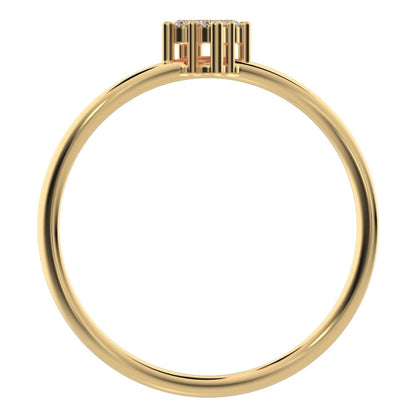 0.08 ct Round Cut Moissanite dainty Minimalist curved infinity cluster light 14K / 18K Solid Yellow Gold everyday ring