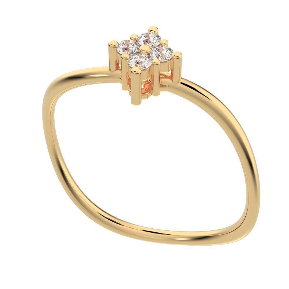 0.08 ct Round Cut Simulated Clear Diamond dainty Minimalist curved infinity cluster light 14K / 18K Solid Yellow Gold everyday ring