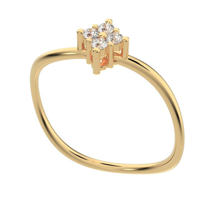 0.08 ct Round Cut Moissanite dainty Minimalist curved infinity cluster light 14K / 18K Solid Yellow Gold everyday ring