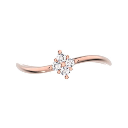 0.08 ct Round Cut Simulated Clear Diamond dainty Minimalist curved infinity cluster light 14K / 18K Solid Rose Gold everyday ring