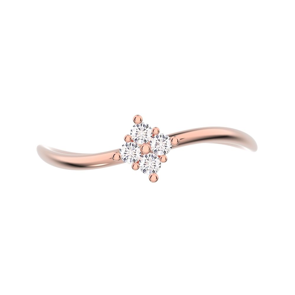 0.08 ct Round Cut Moissanite dainty Minimalist curved infinity cluster light 14K / 18K Solid Rose Gold everyday ring