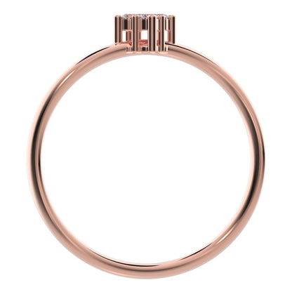 0.08 ct Round Cut Simulated Clear Diamond dainty Minimalist curved infinity cluster light 14K / 18K Solid Rose Gold everyday ring