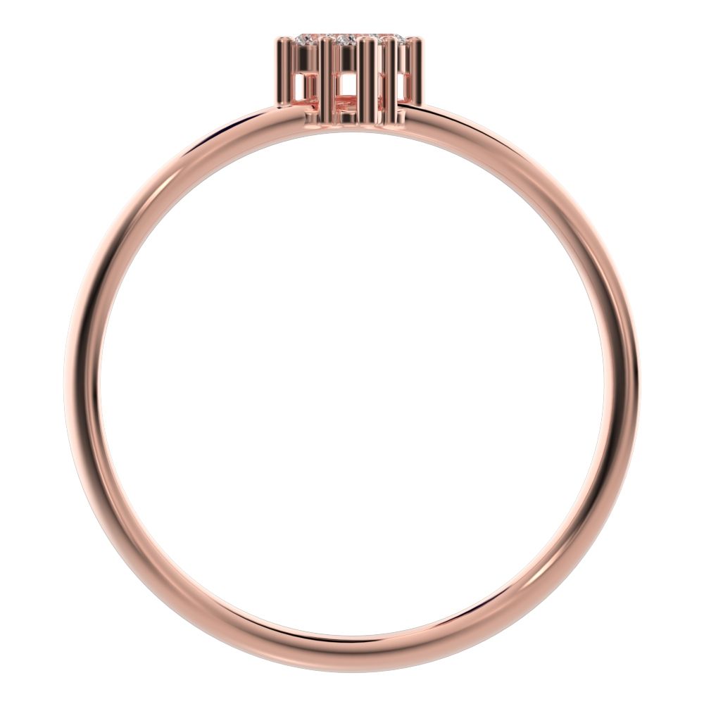 0.08 ct Round Cut Moissanite dainty Minimalist curved infinity cluster light 14K / 18K Solid Rose Gold everyday ring