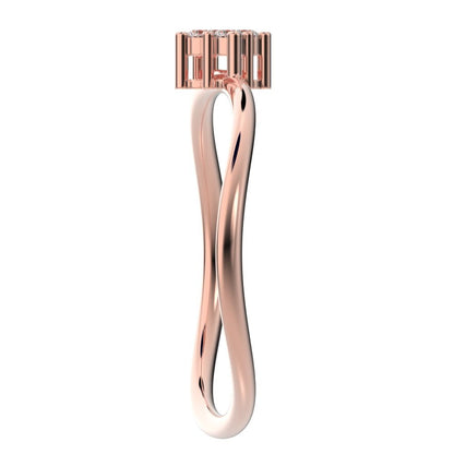 0.08 ct Round Cut Moissanite dainty Minimalist curved infinity cluster light 14K / 18K Solid Rose Gold everyday ring