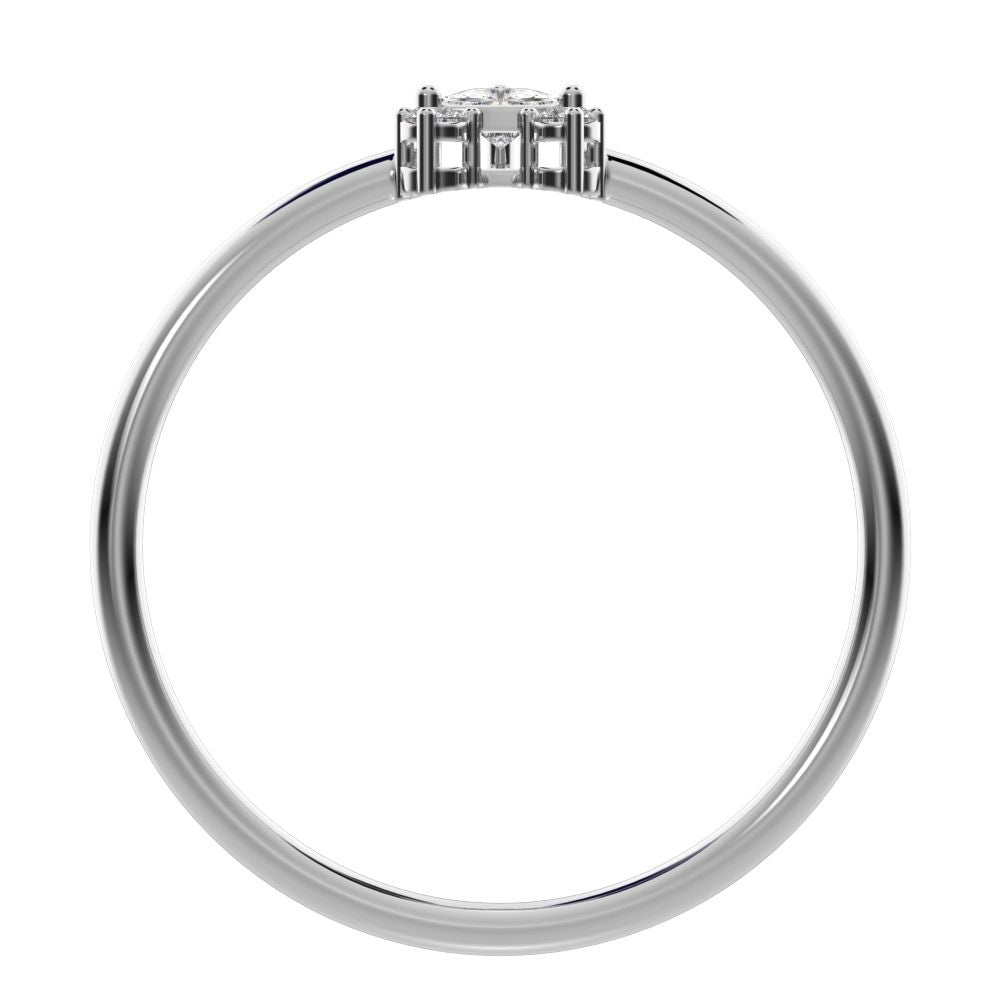 0.15 ct Trillion Cut Simulated Clear Diamond dainty Minimalist vertical cluster 3 stone light 14K / 18K Solid White Gold everyday ring