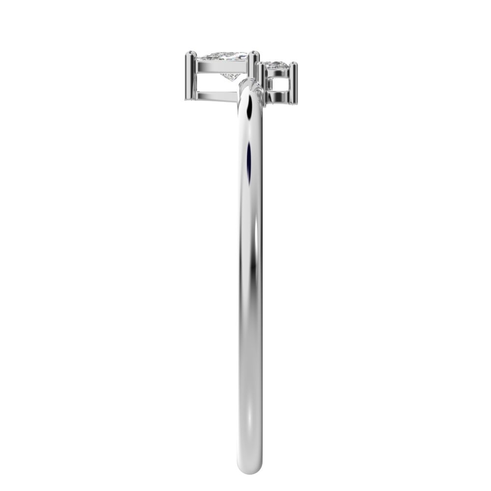 0.15 ct Trillion Cut Simulated Clear Diamond dainty Minimalist vertical cluster 3 stone light 14K / 18K Solid White Gold everyday ring