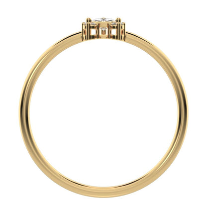 0.15 ct Trillion Cut Simulated Clear Diamond dainty Minimalist vertical cluster 3 stone light 14K / 18K Solid Yellow Gold everyday ring