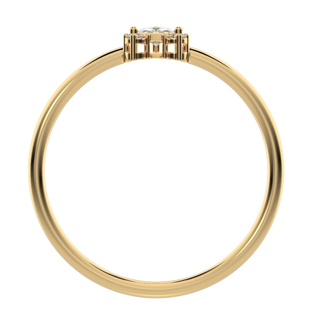 0.15 ct Trillion Cut Moissanite dainty Minimalist vertical cluster 3 stone light 14K / 18K Solid Yellow Gold everyday ring