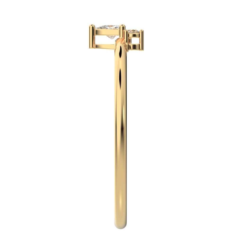 0.15 ct Trillion Cut Simulated Clear Diamond dainty Minimalist vertical cluster 3 stone light 14K / 18K Solid Yellow Gold everyday ring