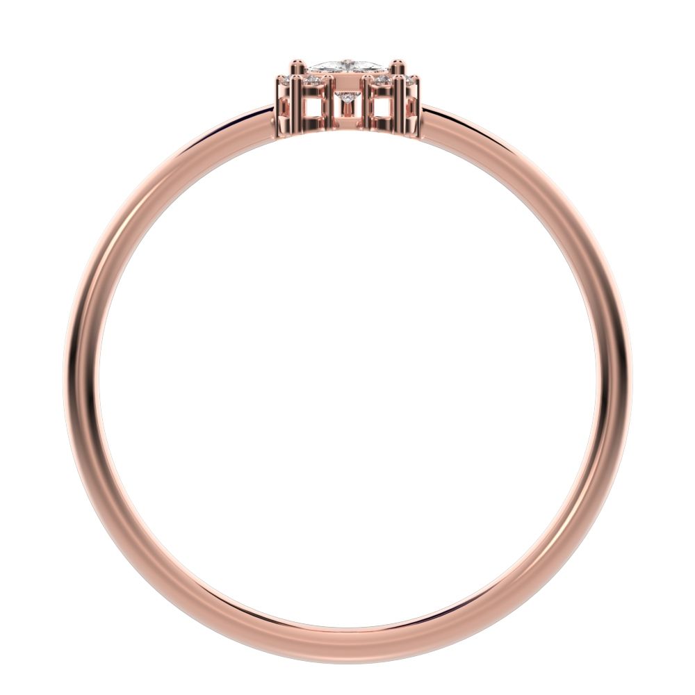 0.15 ct Trillion Cut Moissanite dainty Minimalist vertical cluster 3 stone light 14K / 18K Solid Rose Gold everyday ring