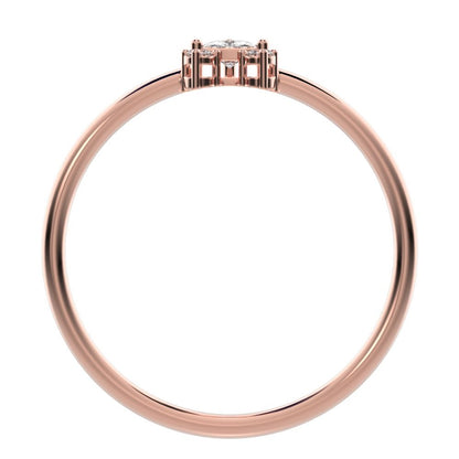 0.15 ct Trillion Cut Moissanite dainty Minimalist vertical cluster 3 stone light 14K / 18K Solid Rose Gold everyday ring