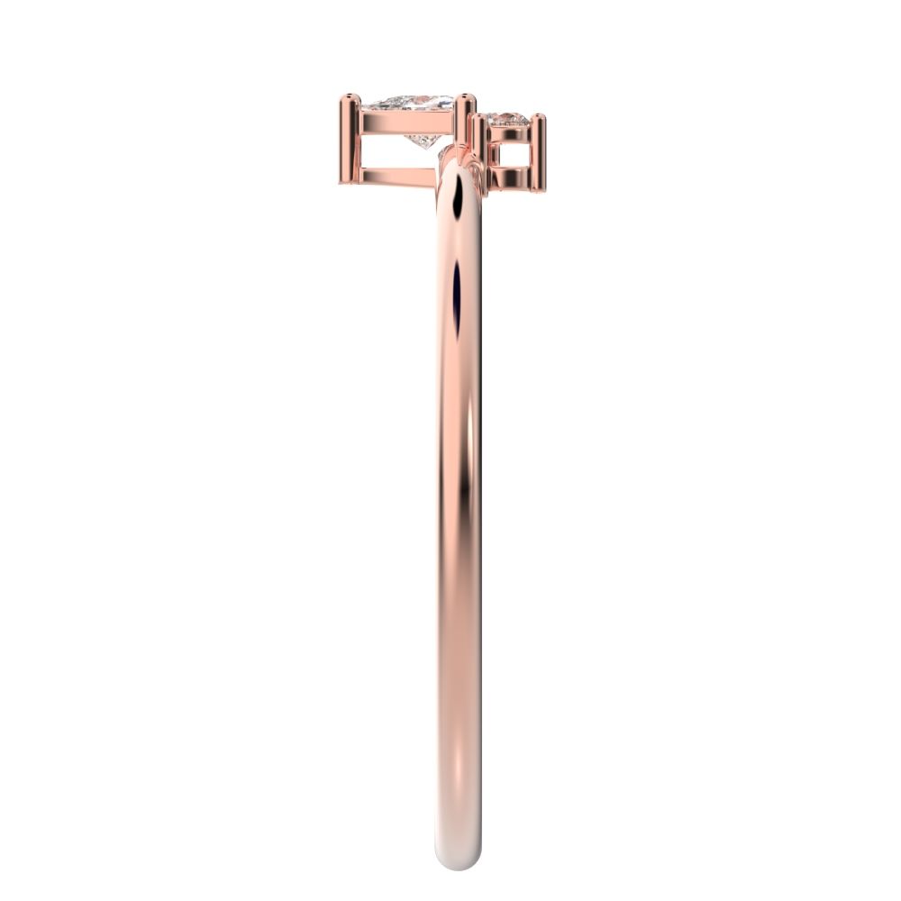 0.15 ct Trillion Cut Simulated Clear Diamond dainty Minimalist vertical cluster 3 stone light 14K / 18K Solid Rose Gold everyday ring