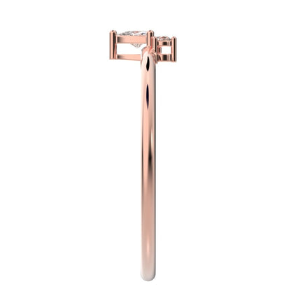 0.15 ct Trillion Cut Moissanite dainty Minimalist vertical cluster 3 stone light 14K / 18K Solid Rose Gold everyday ring