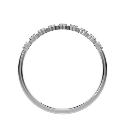 0.09 ct Round Cut Moissanite dainty Minimalist Stackable half eternity heart light 14K / 18K Solid White Gold everyday wedding band