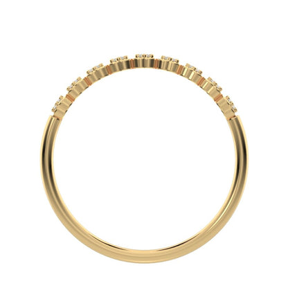 0.09Ct Round Cut Simulated Clear Diamond Minimalist Stackable half eternity heart light 14K / 18K Solid Yellow Gold everyday wedding band