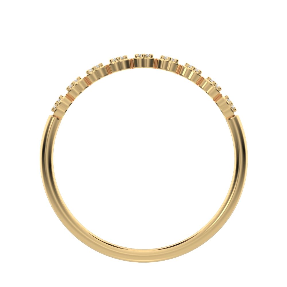 0.09 ct Round Cut Moissanite dainty Minimalist Stackable half eternity heart light 14K / 18K Solid Yellow Gold everyday wedding band