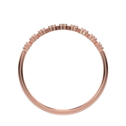 0.09 ct Round Cut Moissanite dainty Minimalist Stackable half eternity heart light 14K / 18K Solid Rose Gold everyday wedding band