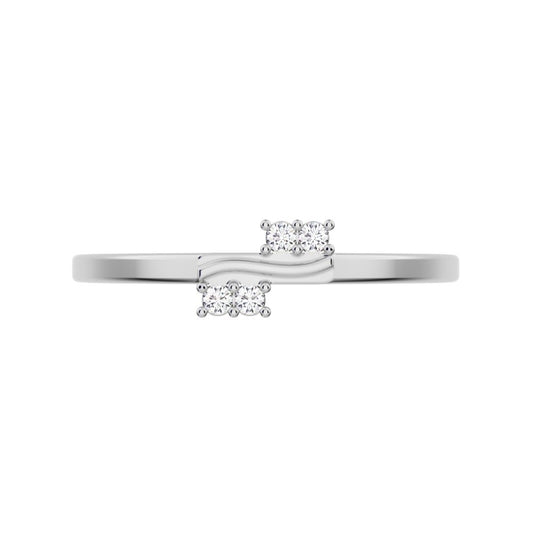 0.04Ct Round Cut Simulated Clear Diamond Minimalist overlap cluster asymmetrical light 14K / 18K Solid White Gold everyday wedding band