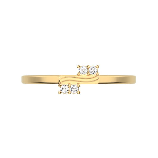 0.04 ct Round Cut Moissanite dainty Minimalist overlap cluster asymmetrical light 14K / 18K Solid Yellow Gold everyday wedding band
