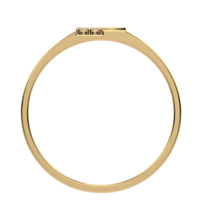 0.04 ct Round Cut Moissanite dainty Minimalist overlap cluster asymmetrical light 14K / 18K Solid Yellow Gold everyday wedding band