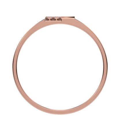 0.04Ct Round Cut Simulated Clear Diamond Minimalist overlap cluster asymmetrical light 14K / 18K Solid Rose Gold everyday wedding band