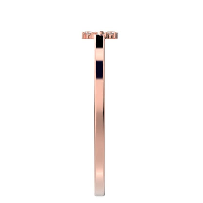 0.04 ct Round Cut Moissanite dainty Minimalist overlap cluster asymmetrical light 14K / 18K Solid Rose Gold everyday wedding band